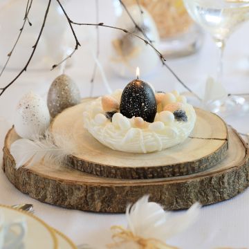 Świeca Easter Holder 135x70 + jajko 45x60 kość słoniowa + czarny.JPG